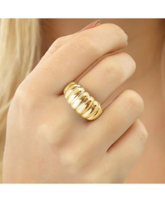 Large Multi Dished Adjustable Statement Sterling Silver Croissant Ring