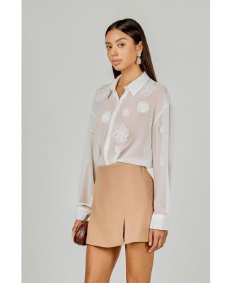 Women's Floral Detail Shirt Blouse