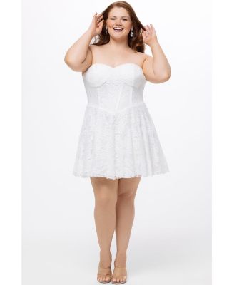 Women's Strapless Lace Bustier Party Dress