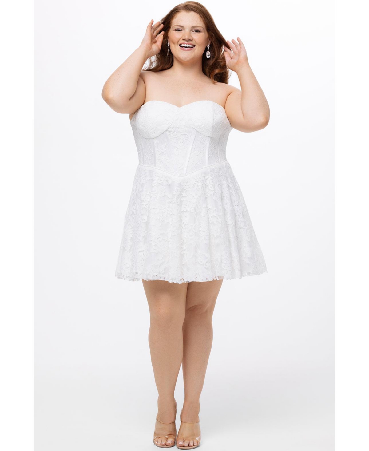 Celebrations by Sydney's Closet Women's Strapless Lace Bustier Party Dress