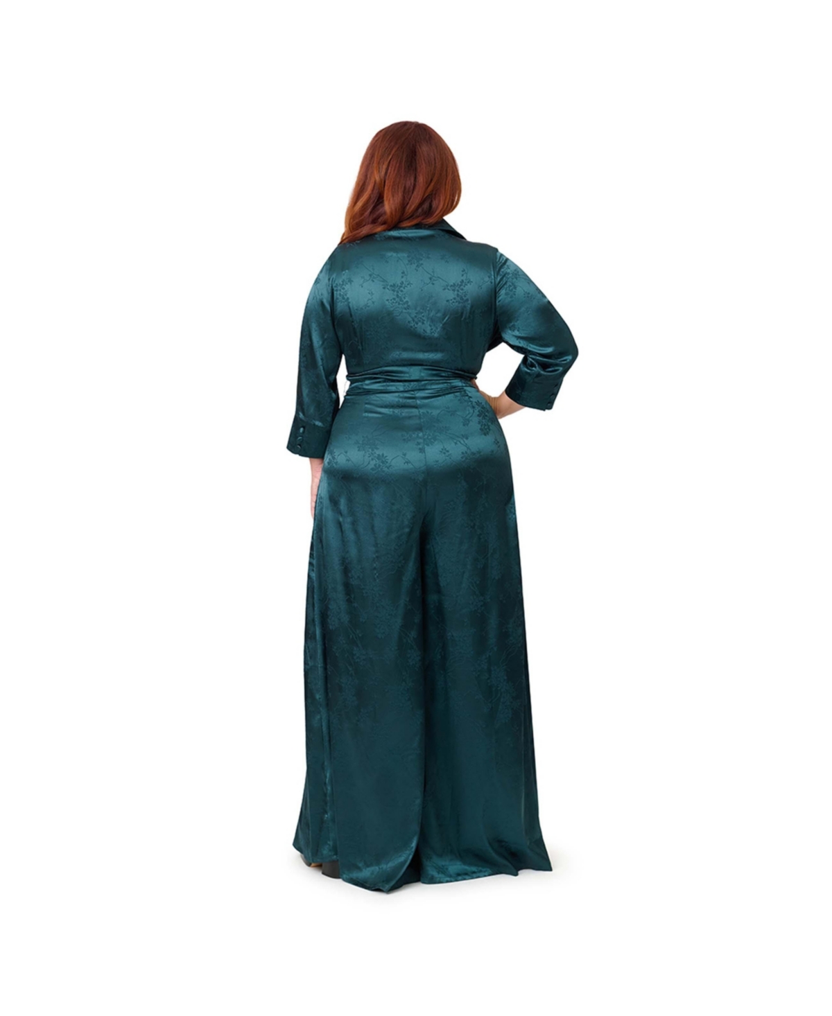 Unique Vintage Plus 1970s Satin Flare Jumpsuit