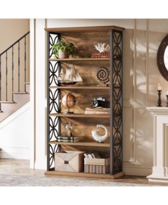 6-Tier 71" Industrial Bookshelf with Metal Frame, Freestanding Open Shelves for Home, Office & Living Room.