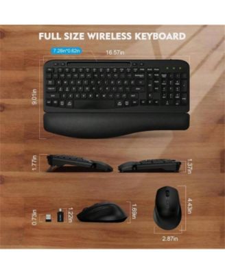 Wireless Keyboard and Mouse Combo - 2.4G Cordless Set for Computer, Laptop, PC - Black.
