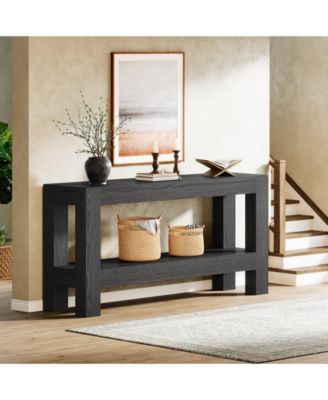 63-Inch Wood Entryway Table, Long Farmhouse Narrow Console Table for Living Room