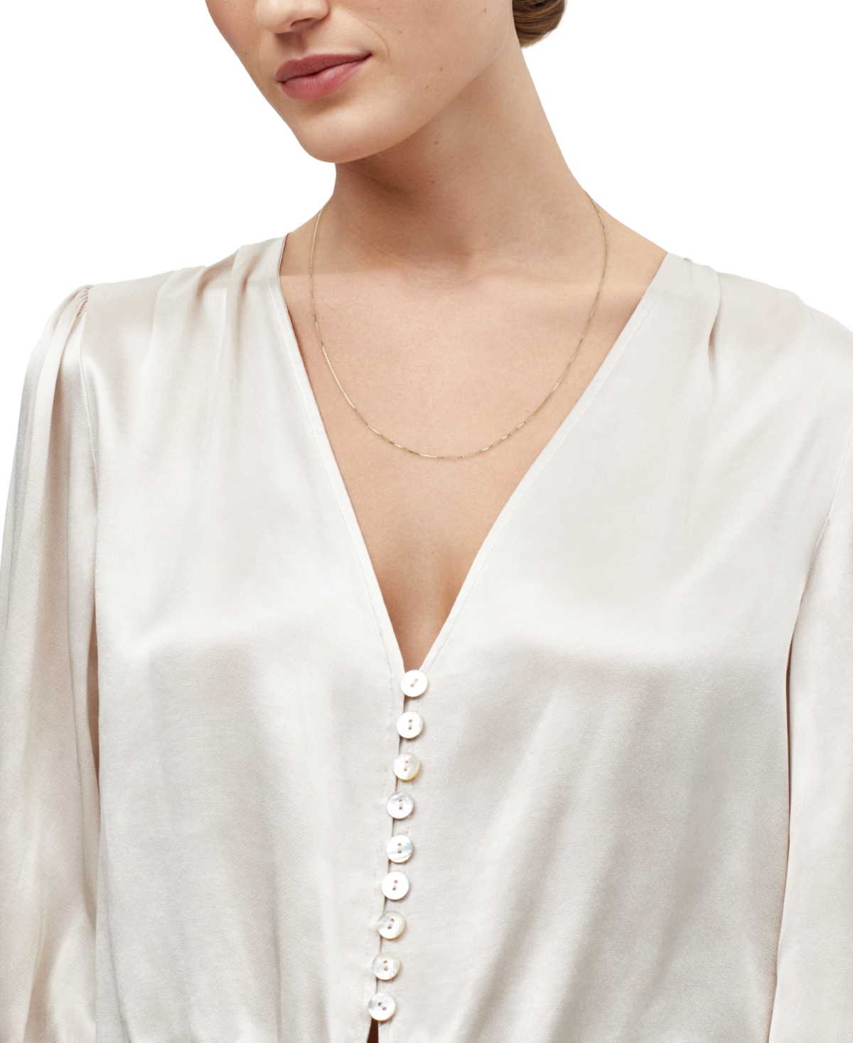 Macy's Solid Box Chain Necklace in 14K Yellow Gold