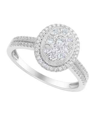 Macy's - Diamond Halo Ring (1/2 ct. t.w.) in 10K White Gold