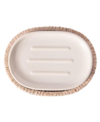 Rattan Oval Soap Dish with Ceramic Insert