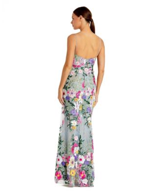 Women's Floral Embroidered Sleeveless Bustier Gown