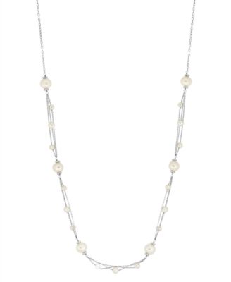 Freshwater Pearl (4-7.5mm) Chain Necklace in Sterling Silver