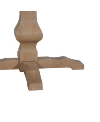  Rustic Wire-Brushed Round Dining Table with Pedestal Base