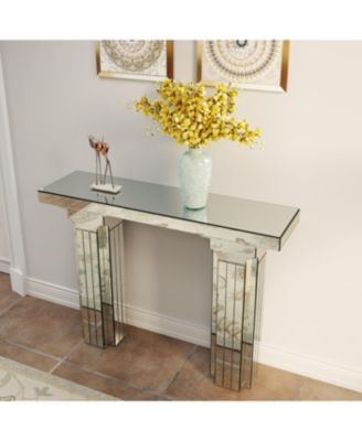 Streamdale Mirrored Console Table Bling Silver Mirror Entryway Desk Modern Rectangle Sofa Table