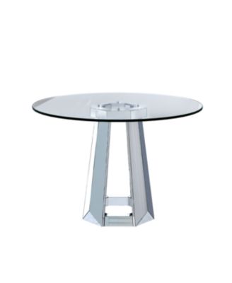Modern minimalist round glass dining table with round base