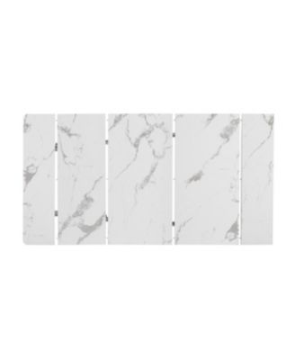 Extendable Dining Table with 3 Leaves & Rolling Island (Black/Marble White)