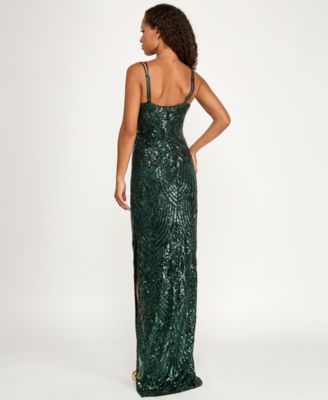 Juniors' Sequined Side-Slit Gown, Created for Macy's