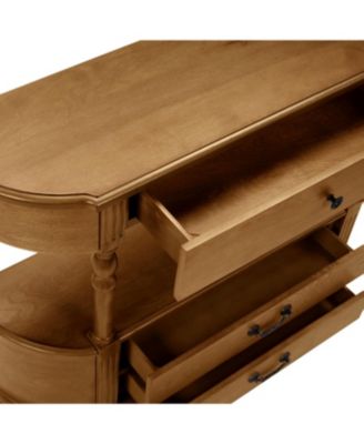 Streamdale Retro Curved Wood Console Table with 3 Drawers, 43" Entry Table with Storage Shelf, Brown