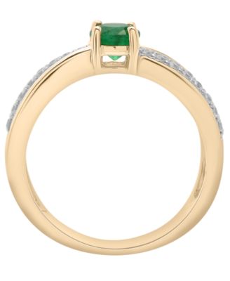Lab Grown Emerald (3/8 ct. t.w.) and Diamond (1/4 ct. t.w.) Criss-Cross Ring in 14k Gold-Plated Sterling Silver