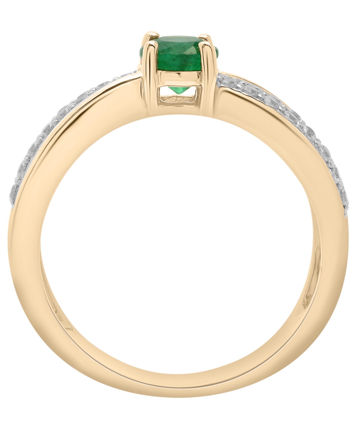 Macy's Lab Grown Emerald (3/8 ct. t.w.) and Diamond (1/4 ct. t.w.) Criss-Cross Ring in 14k Gold-Plated Sterling Silver