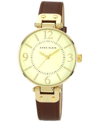 Anne Klein - Watch, Women's Brown Leather Strap 10-9168IVBN