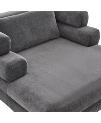 Streamdale Oversized Chaise Lounge 52.4" Modern Chenille Sofa Bed with Deep Seat, Black