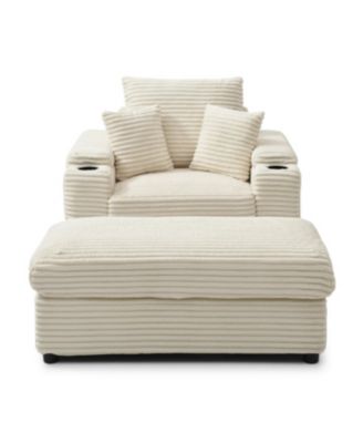 Streamdale Oversized Accent Chair with Ottoman, Cream