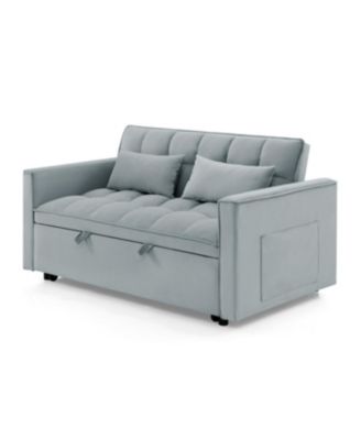Streamdale 54.33" Foldable Sofa Bed - Modern Velvet Pull-Out Couch (Light Gray)
