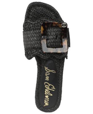 Women's Bambi Raffia Buckle Slide Sandals