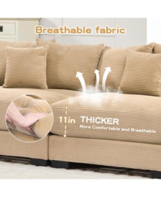 Oversized Cloud Modular Sectional Couch, Convertible, Deep Seat, Camel