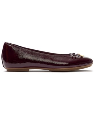 Women's Delicato Bow Textured Patent-Leather Ballet Flats