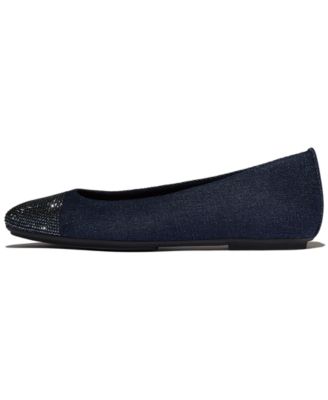 Women's Delicato Crystal Cap-Toe Denim Ballet Flats