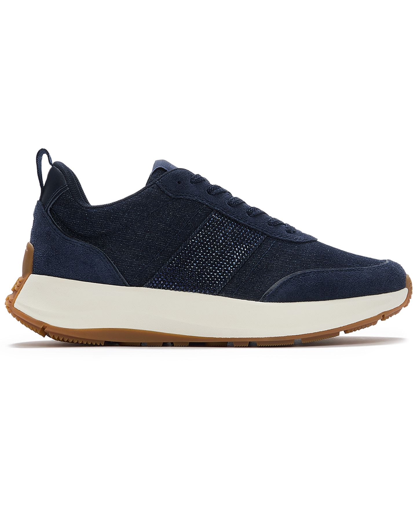 Женские кроссовки FitFlop F-Mode Flow Crystal Lace-Up Denim Sneakers, цвет: Тёмный джинсовый — фото 2