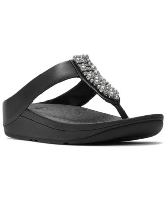 FitFlop - Women's Fino Imitation Pearls and Crystal Toe-Post Slip-On Sandals