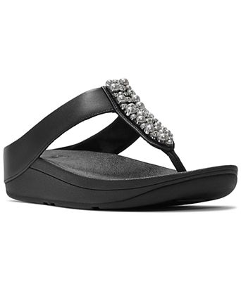 Women's Fino Imitation Pearls and Crystal Toe-Post Slip-On Sandals