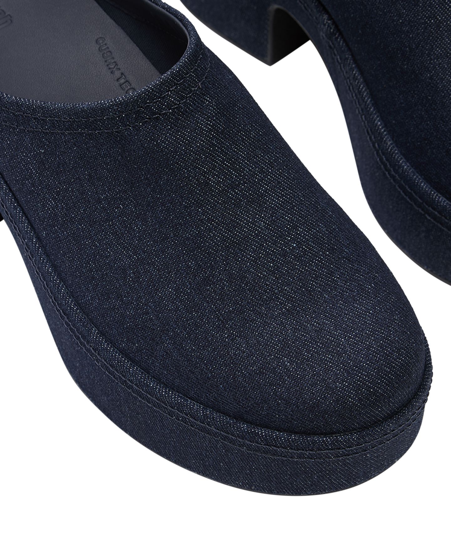 Женские сабо FitFlop Platforms Denim Heeled Slip-On Mules, цвет: Тёмный джинсовый — фото 5