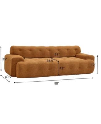 88" Cloud 3 Seater Boucle Sofa with Button Tufted Comfy Upholstered Couch, Nomad