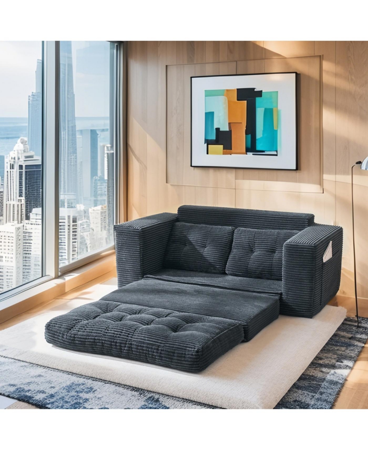 Streamdale Furniture Loveseat Sofa Bed with Memory Foam, Steel Frame, No Assembly