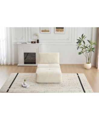 Modern Memory Foam Sofa, Single Chaise, Pet-Friendly, Corduroy, Beige