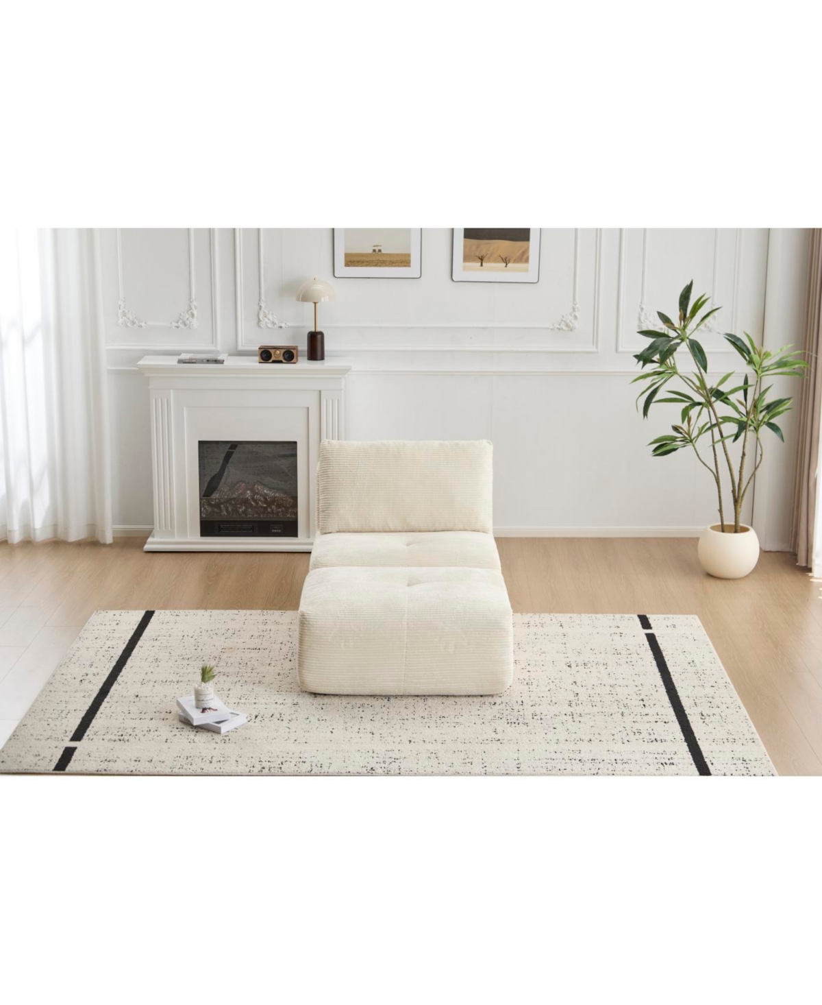 Streamdale Furniture Modern Memory Foam Sofa, Single Chaise, Pet-Friendly, Corduroy, Beige