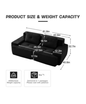 Streamdale 82" Modern L-Shaped Modular Sectional Sofa, Corduroy Fabric, Black