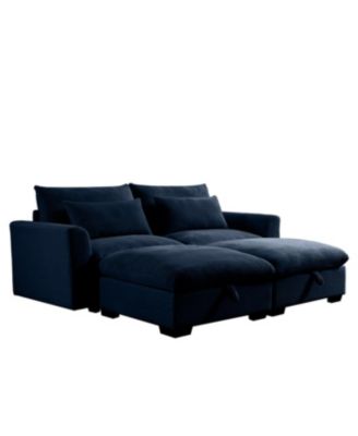  Corduroy Two-Seater Sofa with Storage Footrest, Comfy Couch