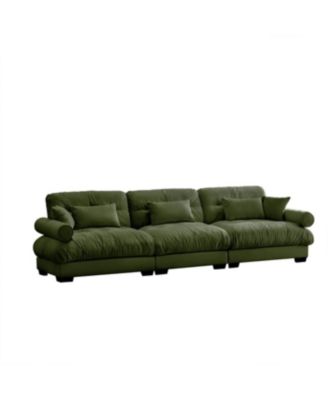 Streamdale Extra Large 3 Seat Modern Velvet Sofa, Oversize, Comfortable, Olive Green