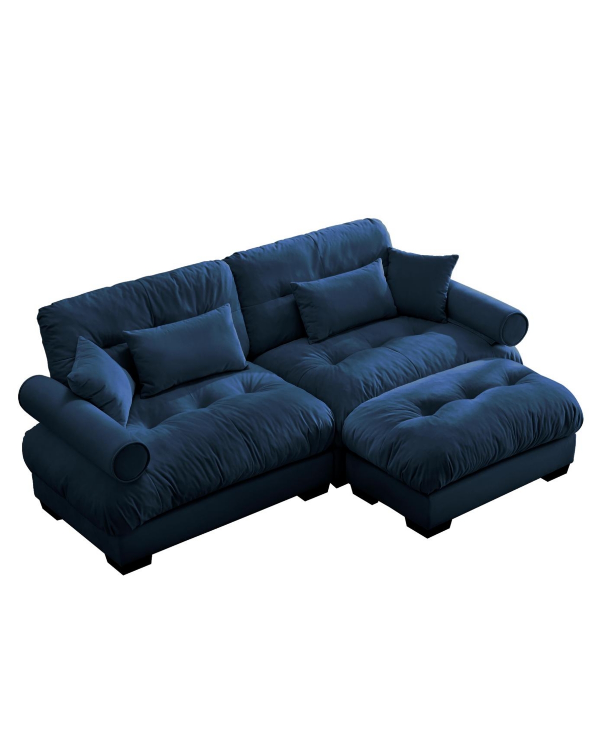 Streamdale Furniture Streamdale Oversized Modern Velvet Two-Seater Sofa with Ottoman & Pillows