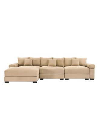 Streamdale Camel 130" Oversized Cloud Modular L-Shape Sectional Couch with Ottoman & 9 Pillows