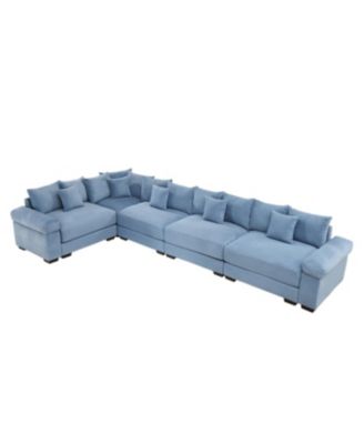 Oversized Cloud Modular Sectional Couch, Convertible, Deep Seat, Blue