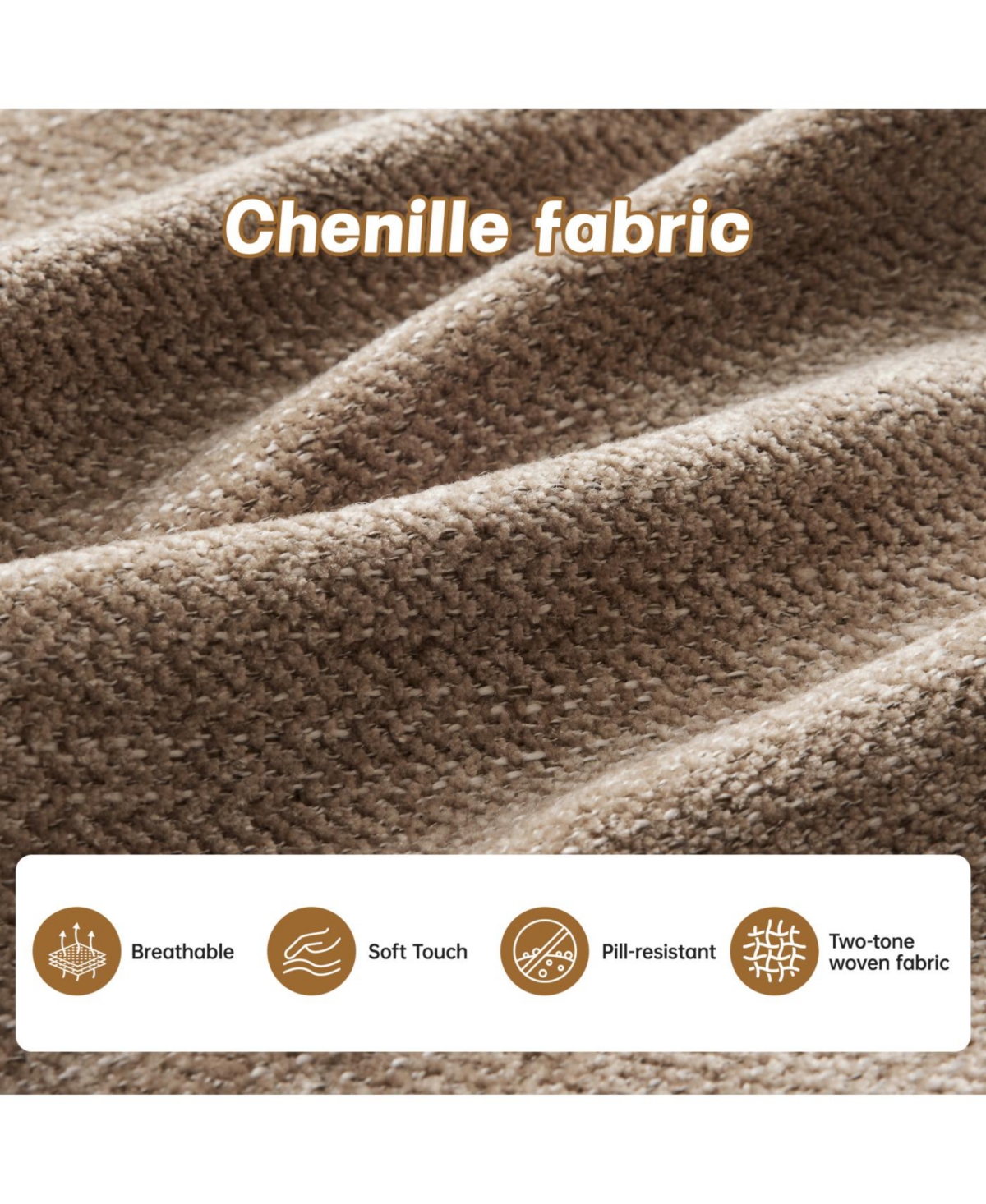 Streamdale Furniture Cloud Sectional Couch, Premium Chenille, Tufted Cushions, Camel