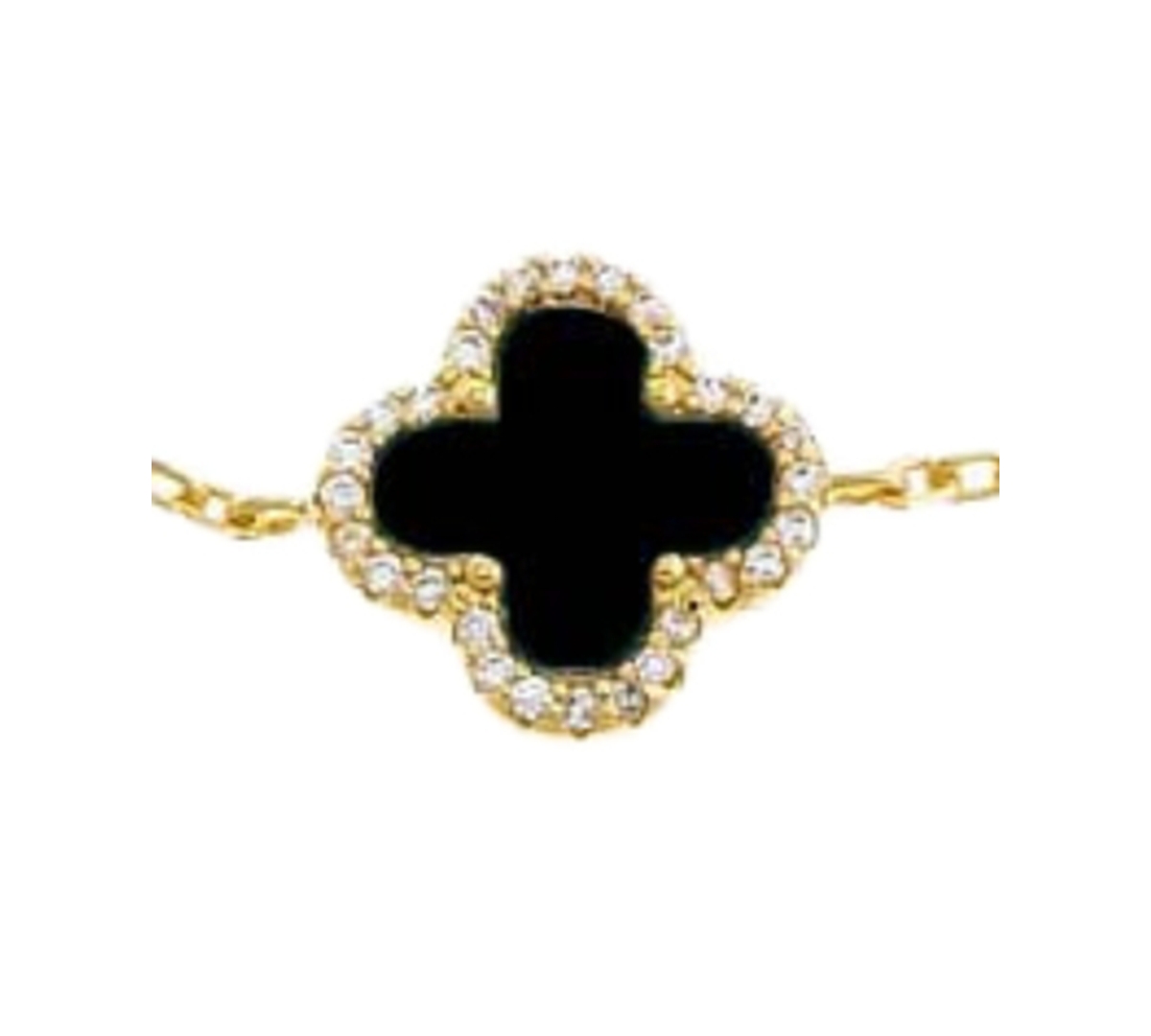 by Adina Eden Pave Outlined Gold Plated Four Leaf Clover Bracelet