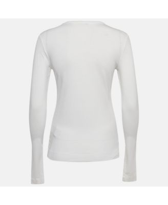 Women's White Logo Print Jersey Long Sleeve T-Shirt