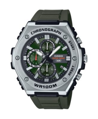 Casio Men's Chronograph Green Resin Strap Watch 51mm - Macy's