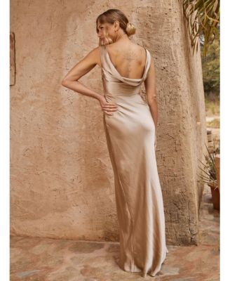 white christmas dresses Simple Sheath Cheap Long Bridesmaid Dresses with Slit ARD2081 main image 0