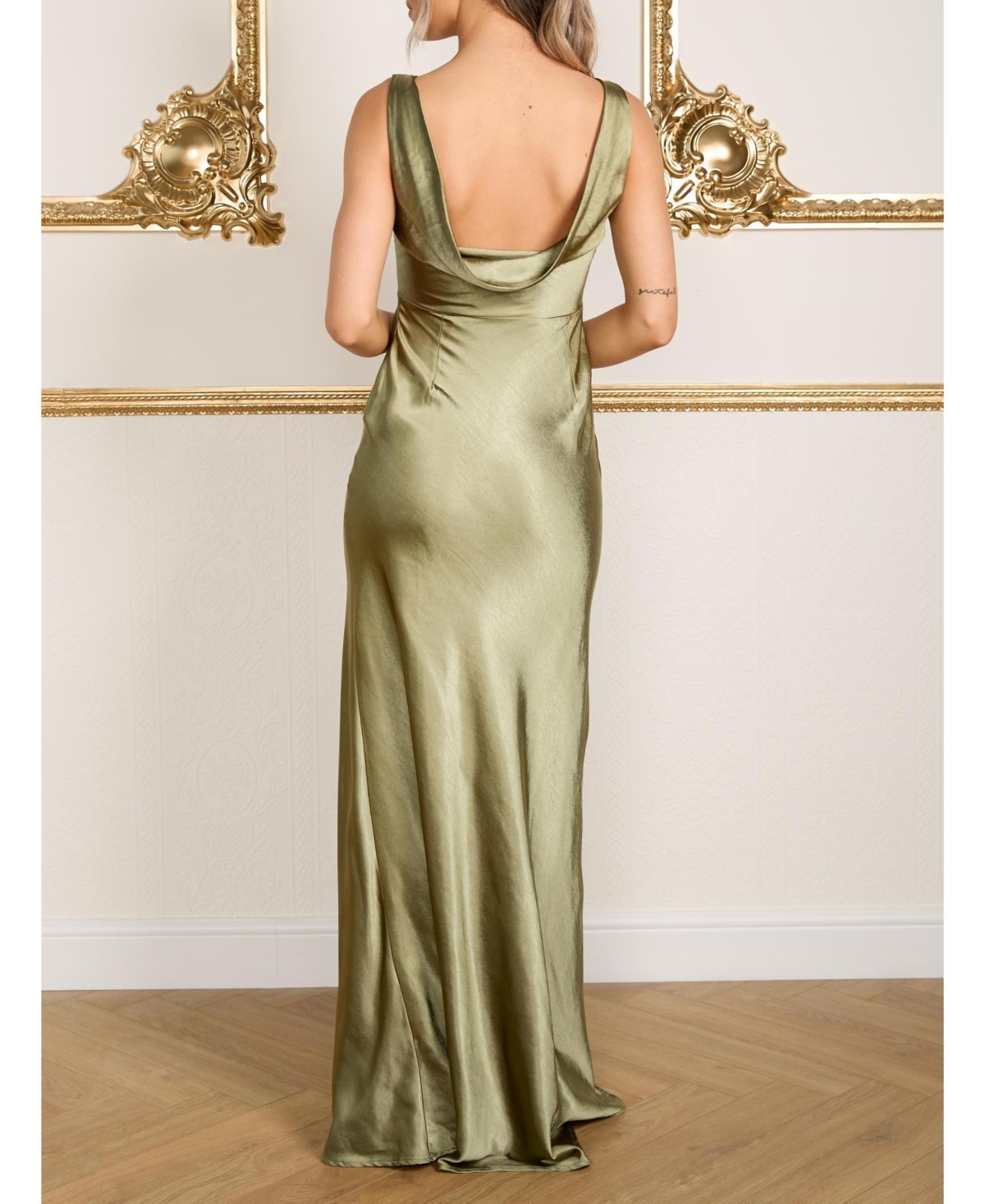 Six Stories Cowl Back Satin Bridesmaid Dress