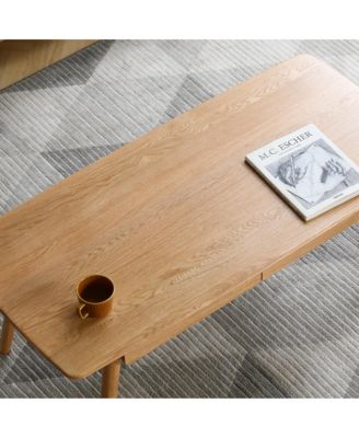 Solid Wood Center Table with Storage Shelf in Natural Finish